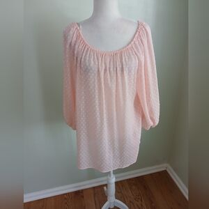 2/$15 Jennifer Lopez Swiss Dot Sheer Peasant Top